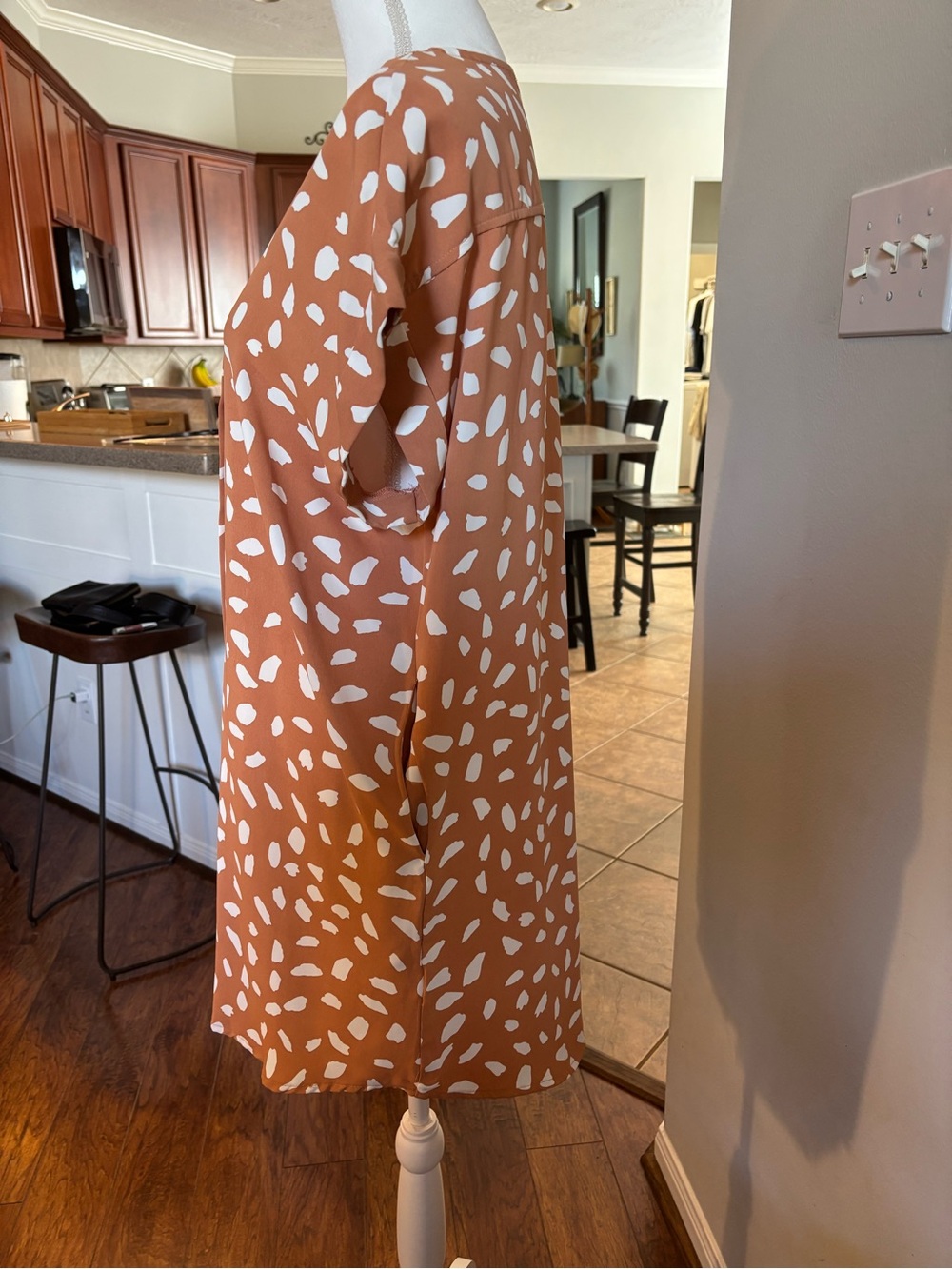 Umgee Rust Mini Dress with White Spot Print - Picture 3 of 5